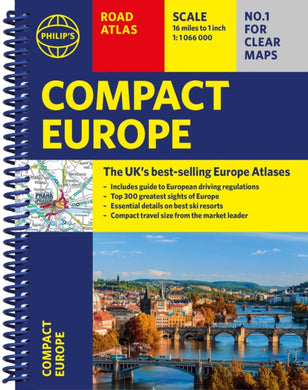 Philip's Compact Atlas Europe : A5 Spiral binding-9781849076487