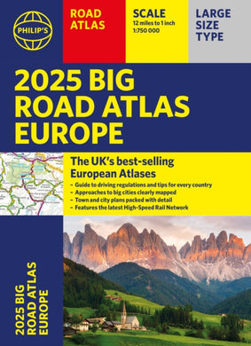 2025 Philip's Big Road Atlas of Europe : (A3 Paperback)-9781849076579